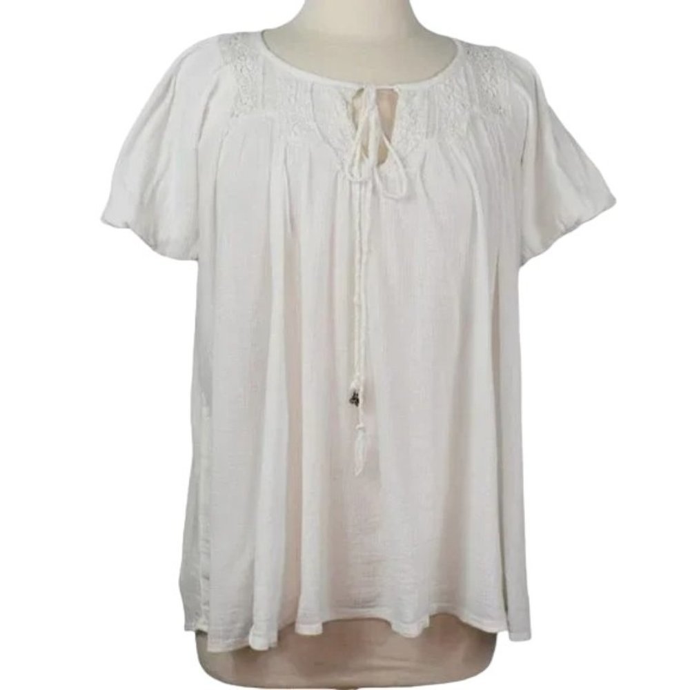 Winter Lennon White Oversized Boho Short Sleeve Tunic